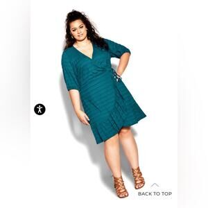 City Chic Sweet Romance Teal Wrap Dress